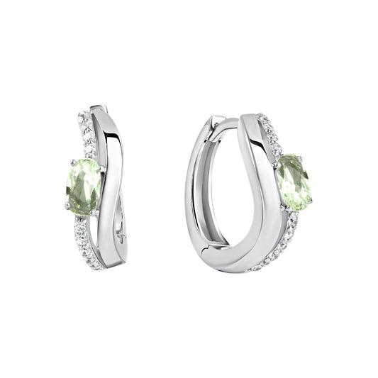 Creolen 925/- Sterling Silber rhodiniert Glas mint