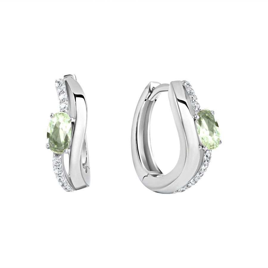 Creolen 925/- Sterling Silber rhodiniert Glas mint