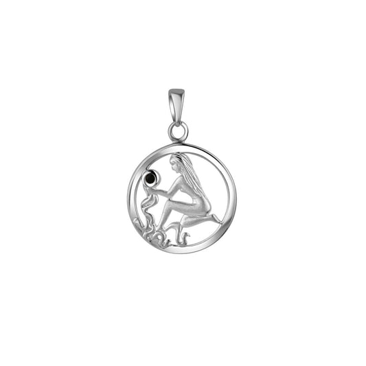 Anhänger 925/- Sterling Silber rhodiniert Sternzeichen Jungfrau Monatsstein
