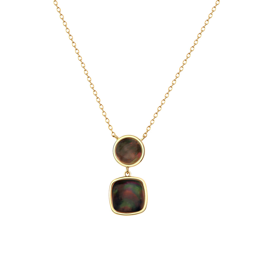Collier 925/- Sterling Silber vergoldet Perlmutt schwarz