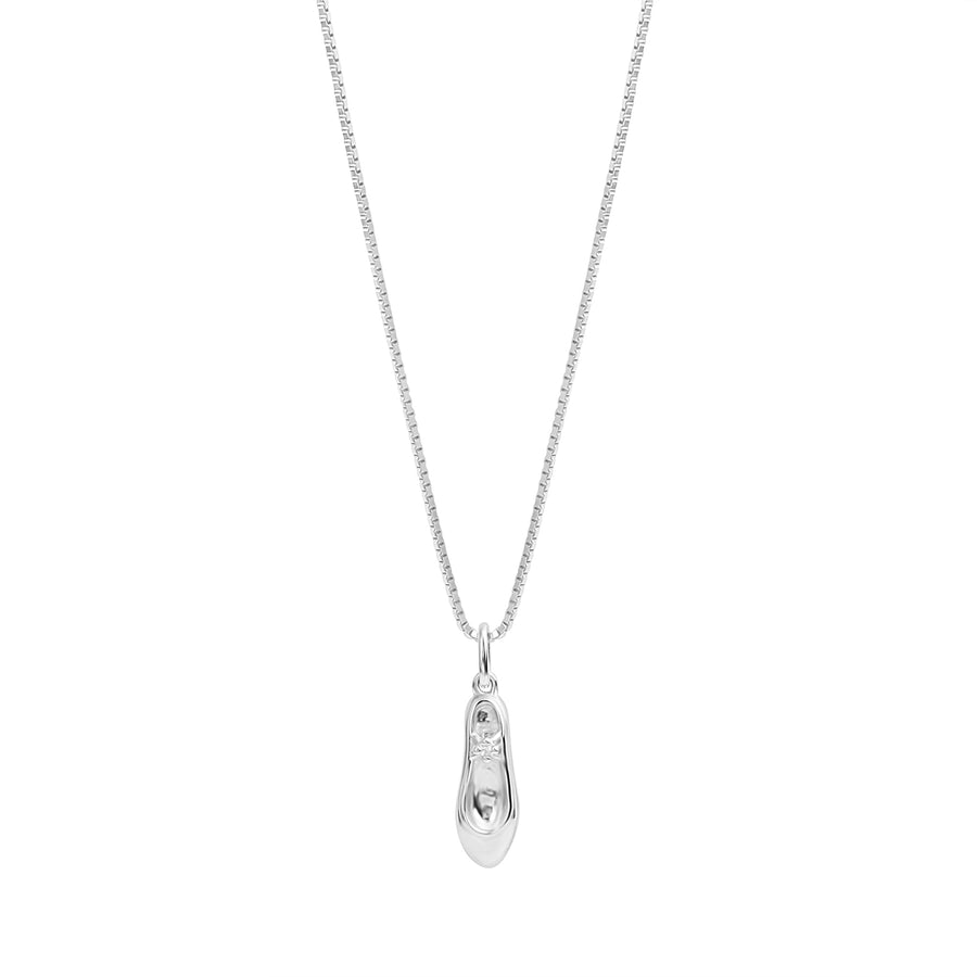 Anhänger mit Kette 925/- Sterling Silber rhodiniert Schuh Zirkonia