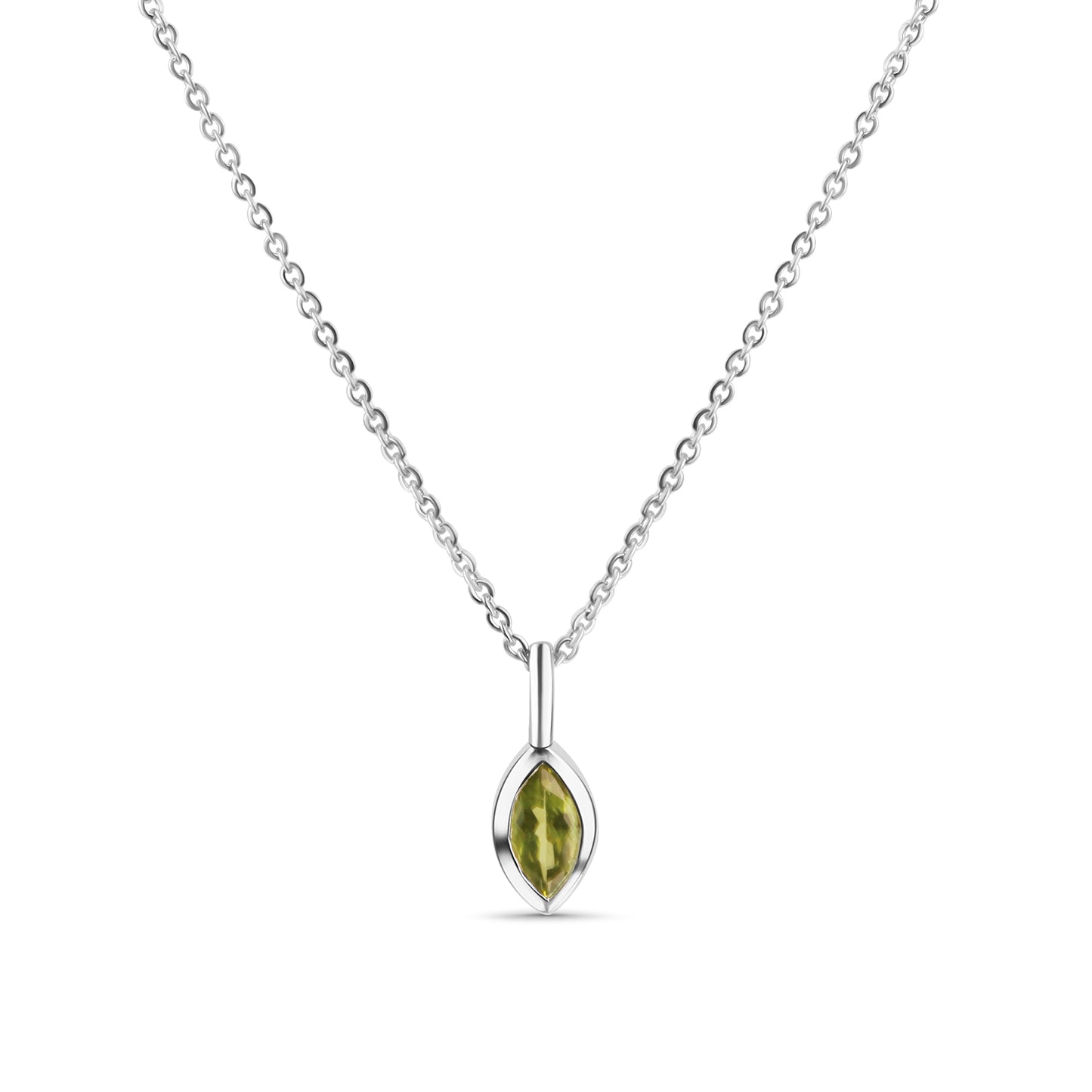 Anhänger mit Kette 925/- Sterling Silber rhodiniert Peridot