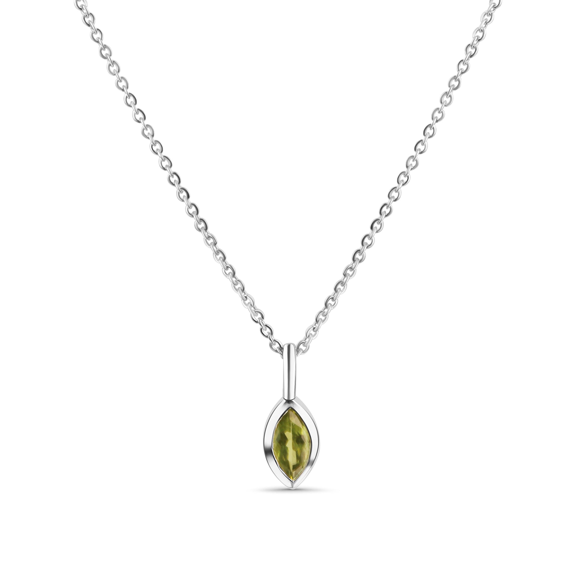 Anhänger mit Kette 925/- Sterling Silber rhodiniert Peridot