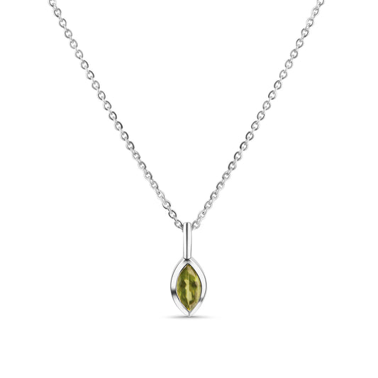 Anhänger mit Kette 925/- Sterling Silber rhodiniert Peridot
