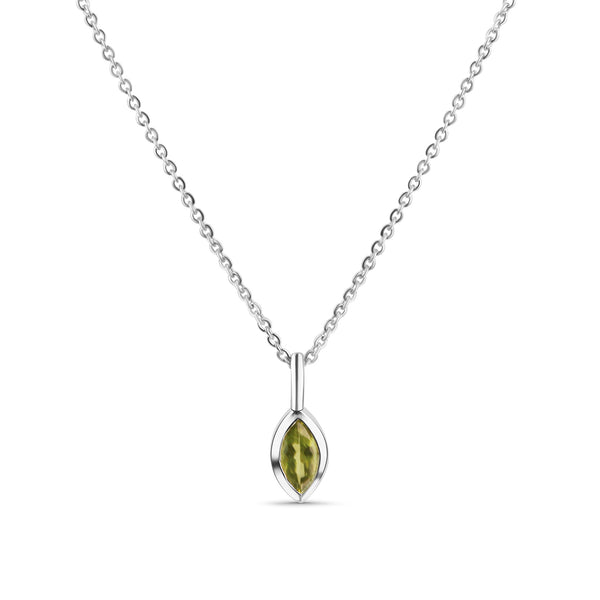 Anhänger mit Kette 925/- Sterling Silber rhodiniert Peridot
