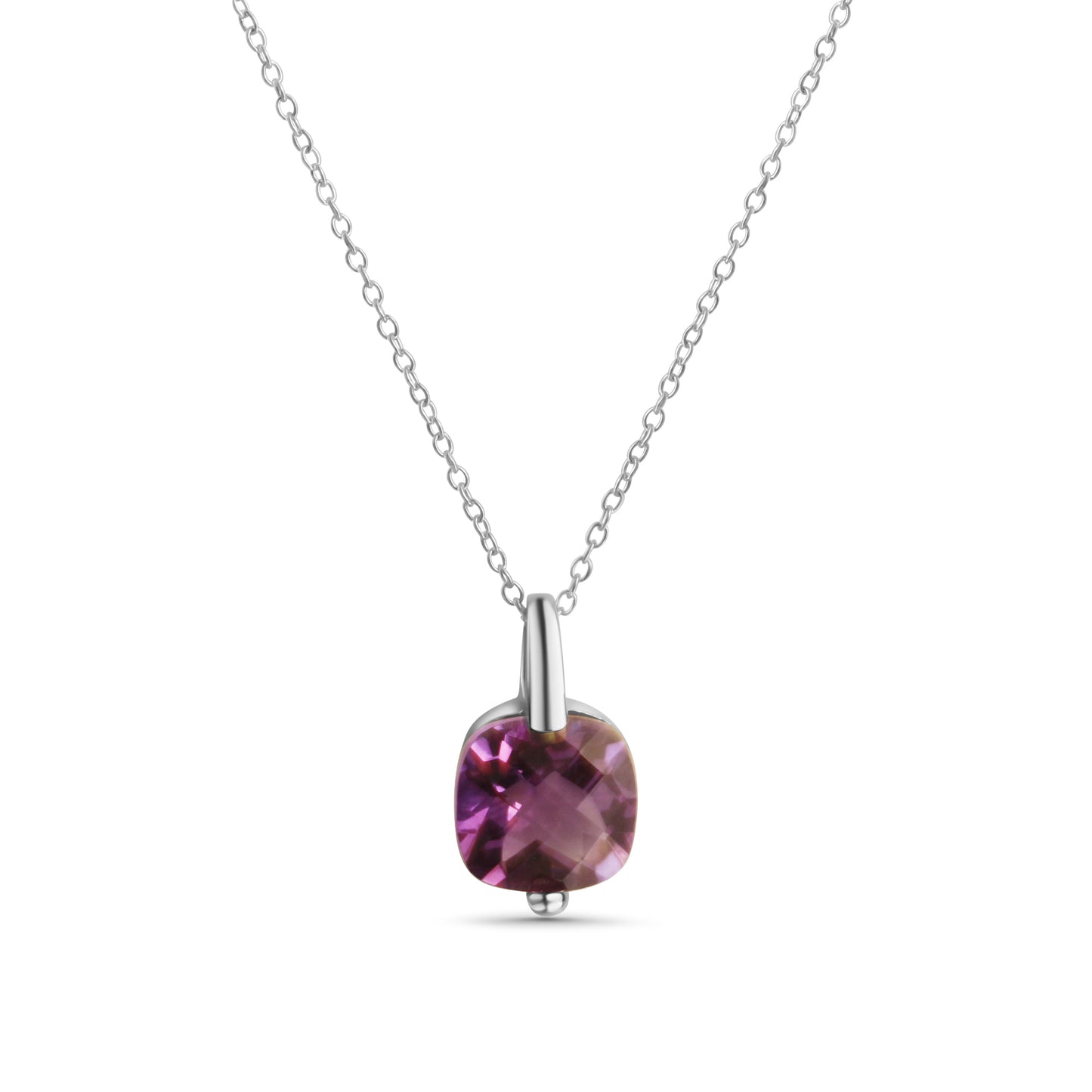 Anhänger mit Kette 925/- Sterling Silber rhodiniert Amethyst