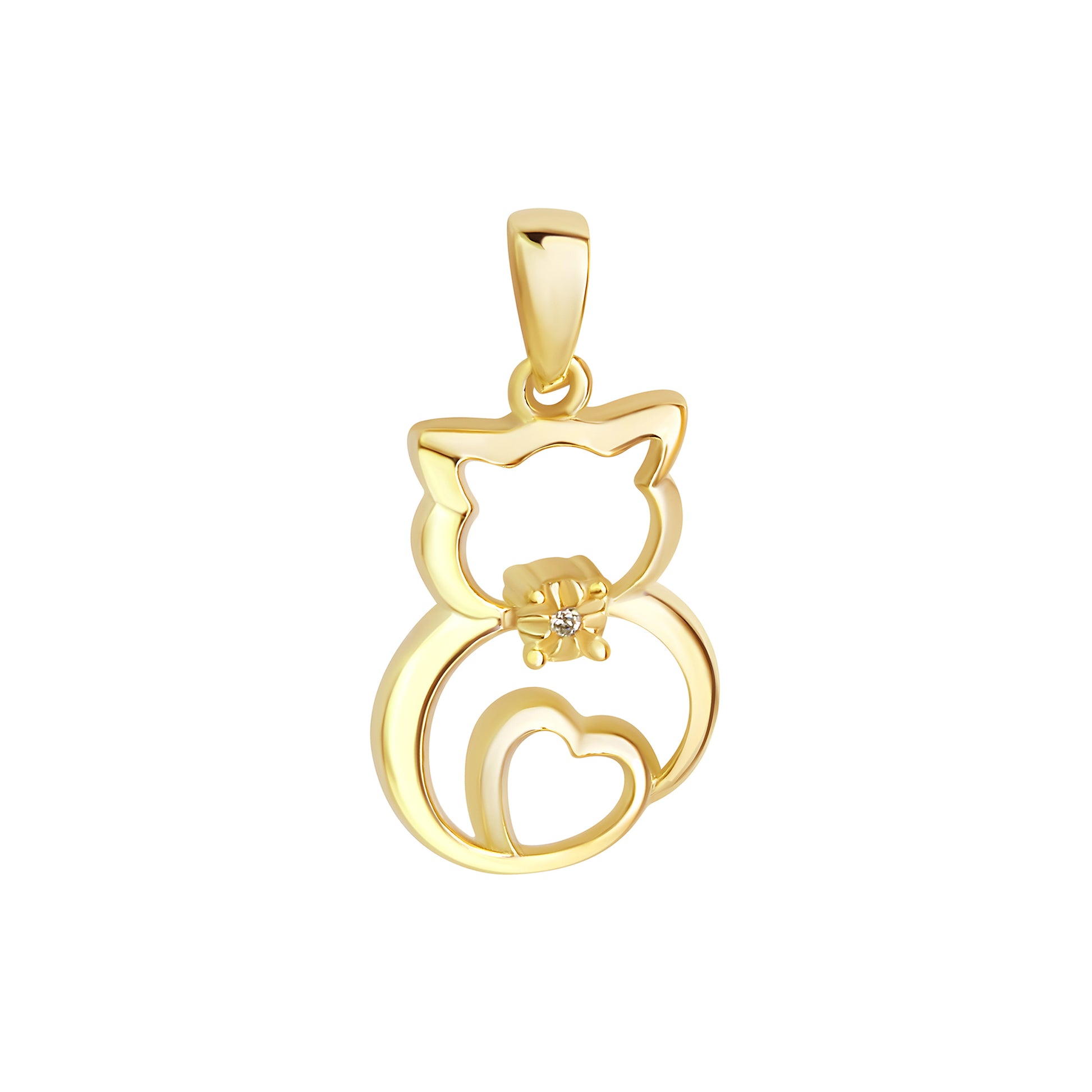 Anhänger 925/- Sterling Silber vergoldet Katze Zirkonia