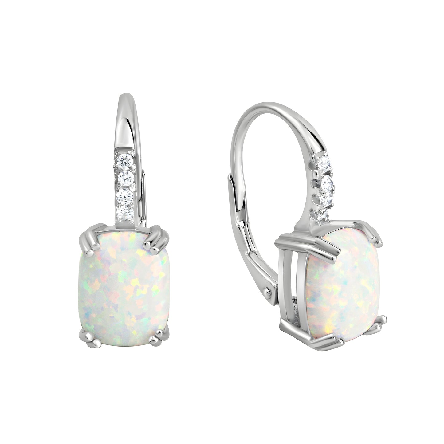Ohrhänger 925/- Sterling Silber rhodiniert synth. Opal und Zirkonia