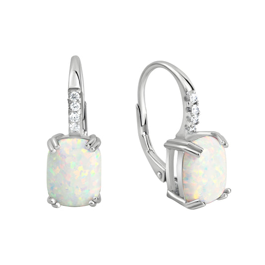 Ohrhänger 925/- Sterling Silber rhodiniert synth. Opal und Zirkonia