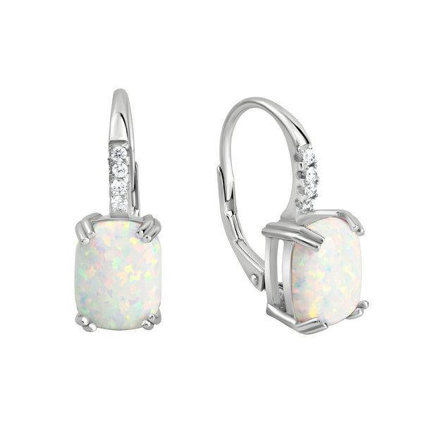 Ohrhänger 925/- Sterling Silber rhodiniert synth. Opal und Zirkonia