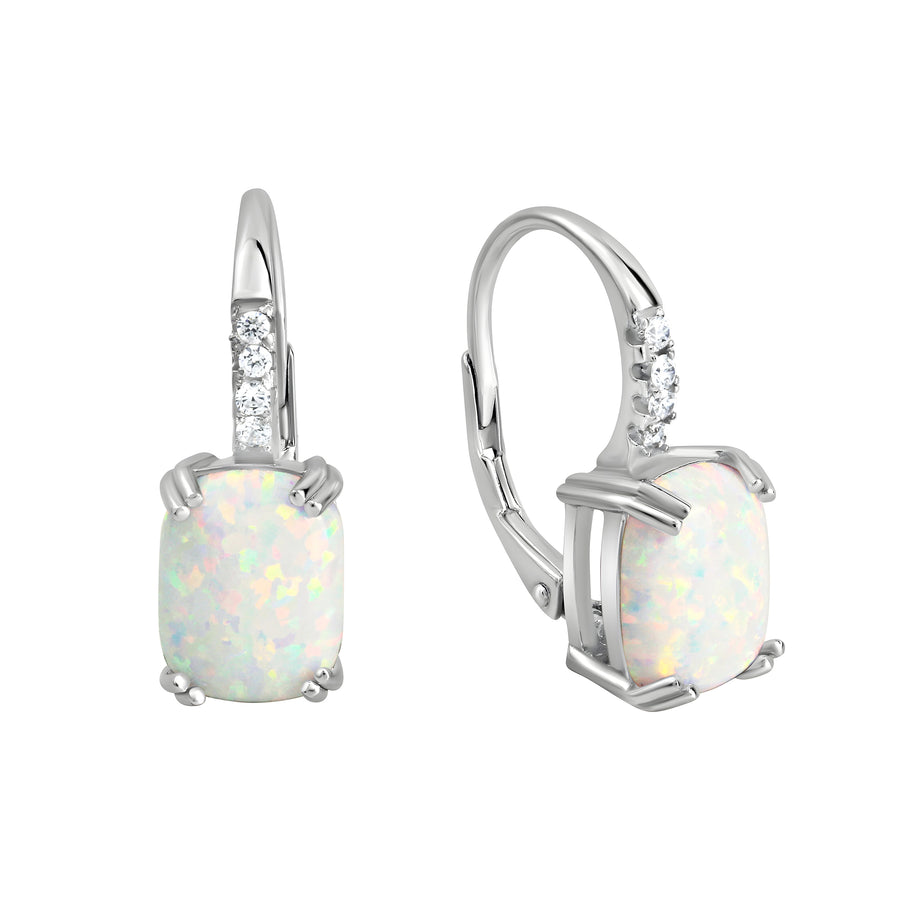 Ohrhänger 925/- Sterling Silber rhodiniert synth. Opal und Zirkonia