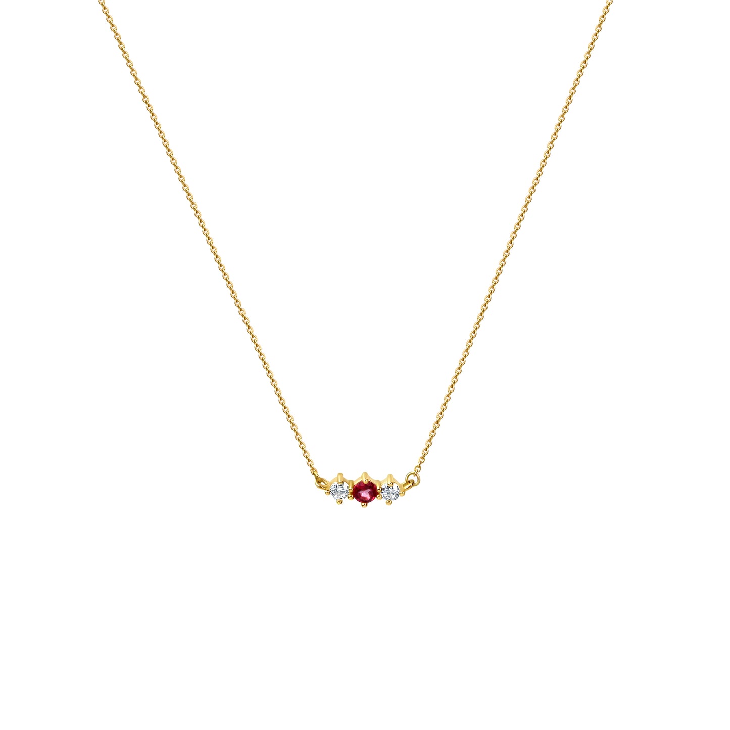 Kette 375/- Gelbgold Zirkonia und Pink Topas