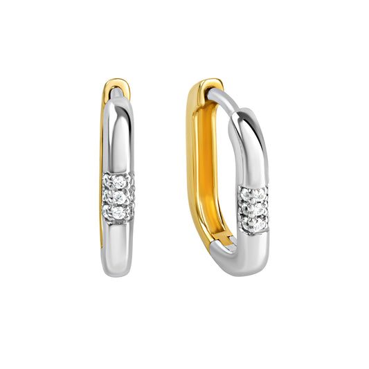 Creolen 925/- Sterling Silber rhodiniert und vergoldet Zirkonia