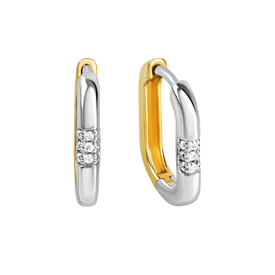 Creolen 925/- Sterling Silber rhodiniert und vergoldet Zirkonia