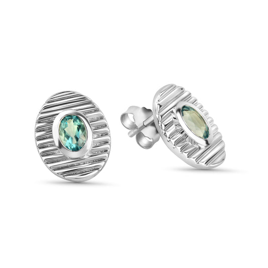 Ohrstecker 925/- Sterling Silber rhodiniert Blautopas