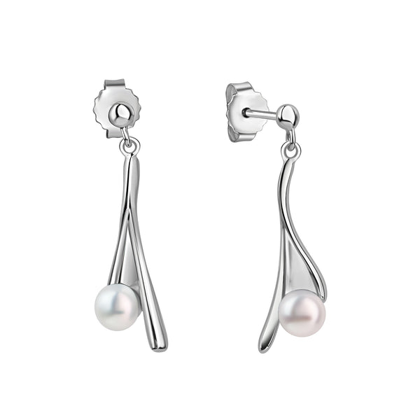 Ohrstecker 925/- Sterling Silber rhodiniert Süßwasserperle