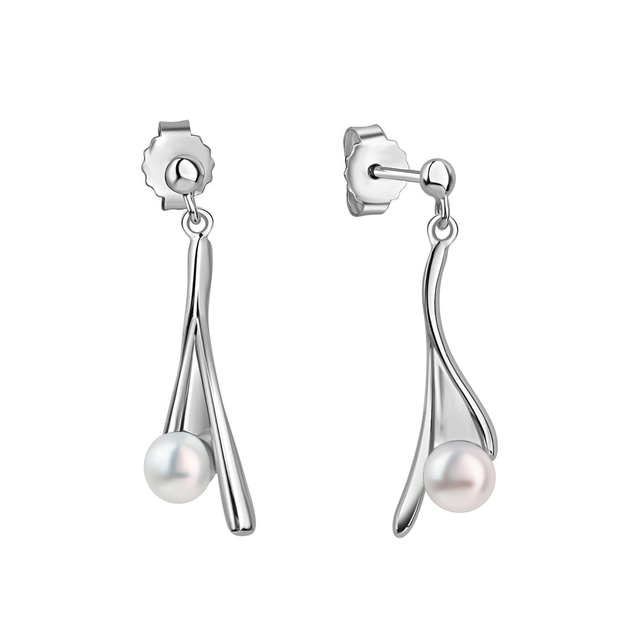 Ohrstecker 925/- Sterling Silber rhodiniert Süßwasserperle