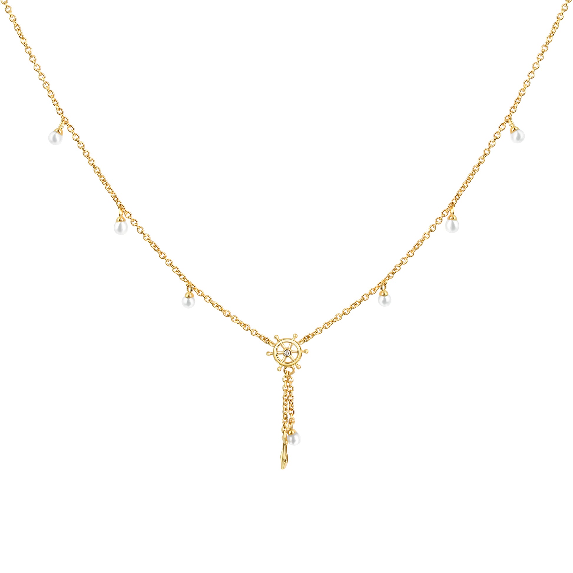 Kette 925/- Sterling Silber vergoldet Perle und Zirkonia