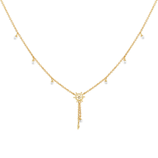 Kette 925/- Sterling Silber vergoldet Perle und Zirkonia