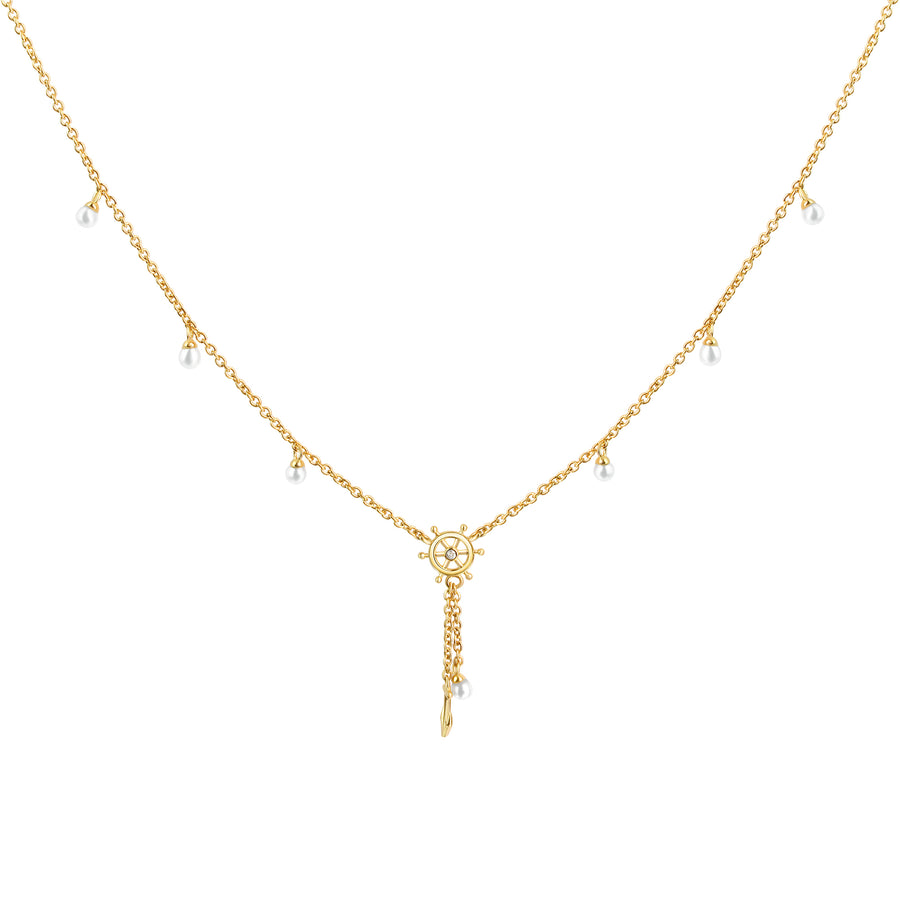 Kette 925/- Sterling Silber vergoldet Perle und Zirkonia