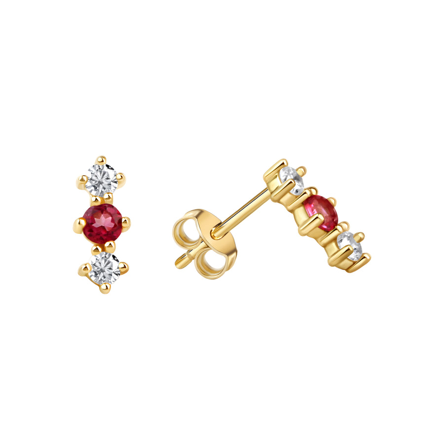 Ohrstecker 375/- Gelbgold glanz Zirkonia und pionk Topas