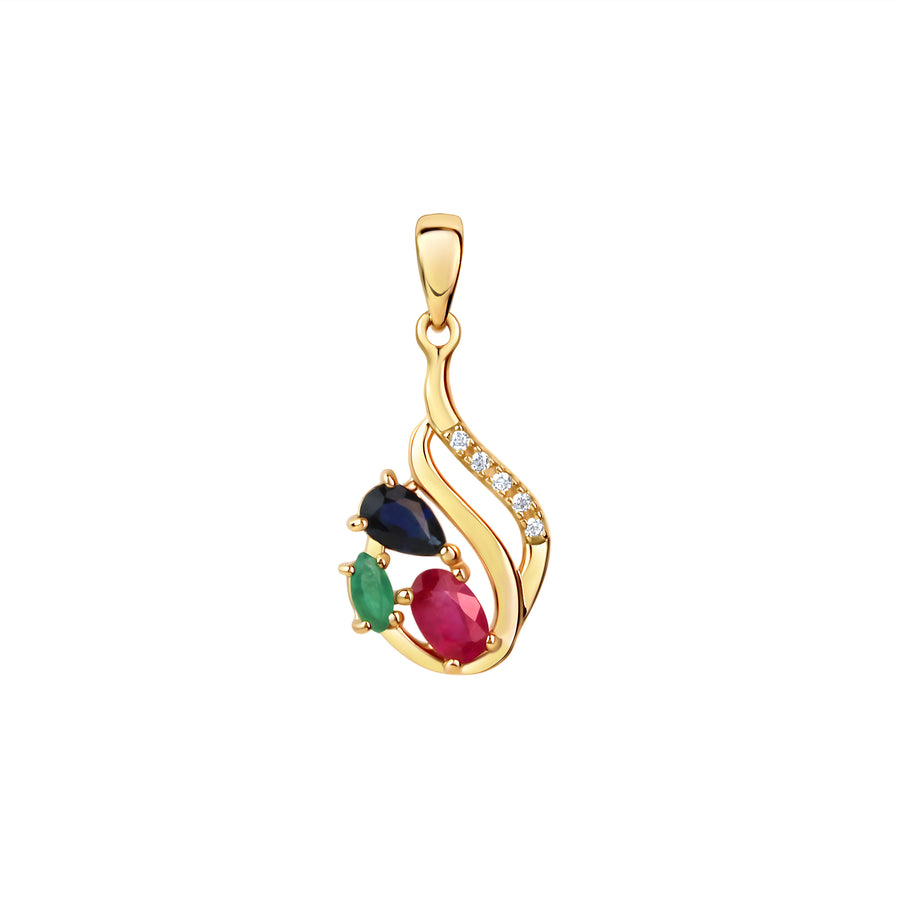 Anhänger 375/- Gelbgold glanz Zirkonia,Rubin,Safir,Smaragd