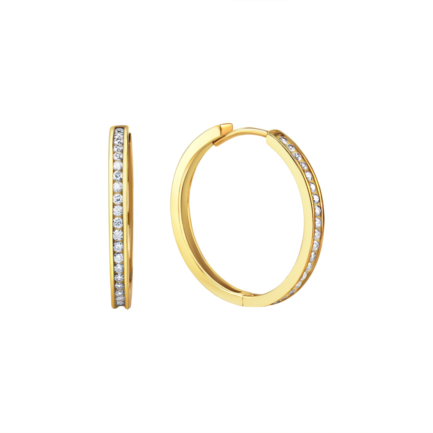Creolen 375/- Gelbgold glanz Zirkonia Ø22mm