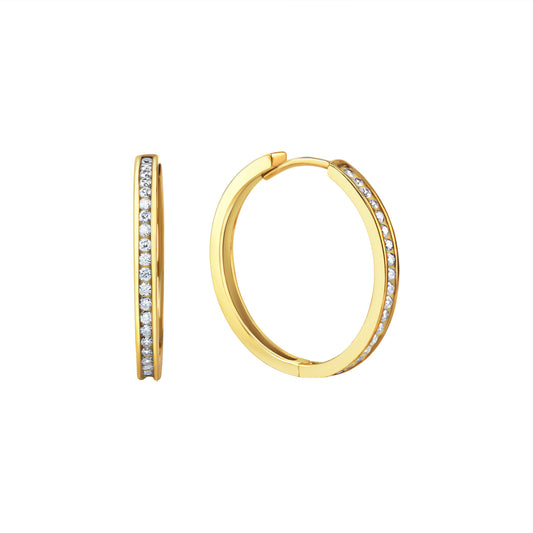 Creolen 375/- Gelbgold glanz Zirkonia Ø22mm