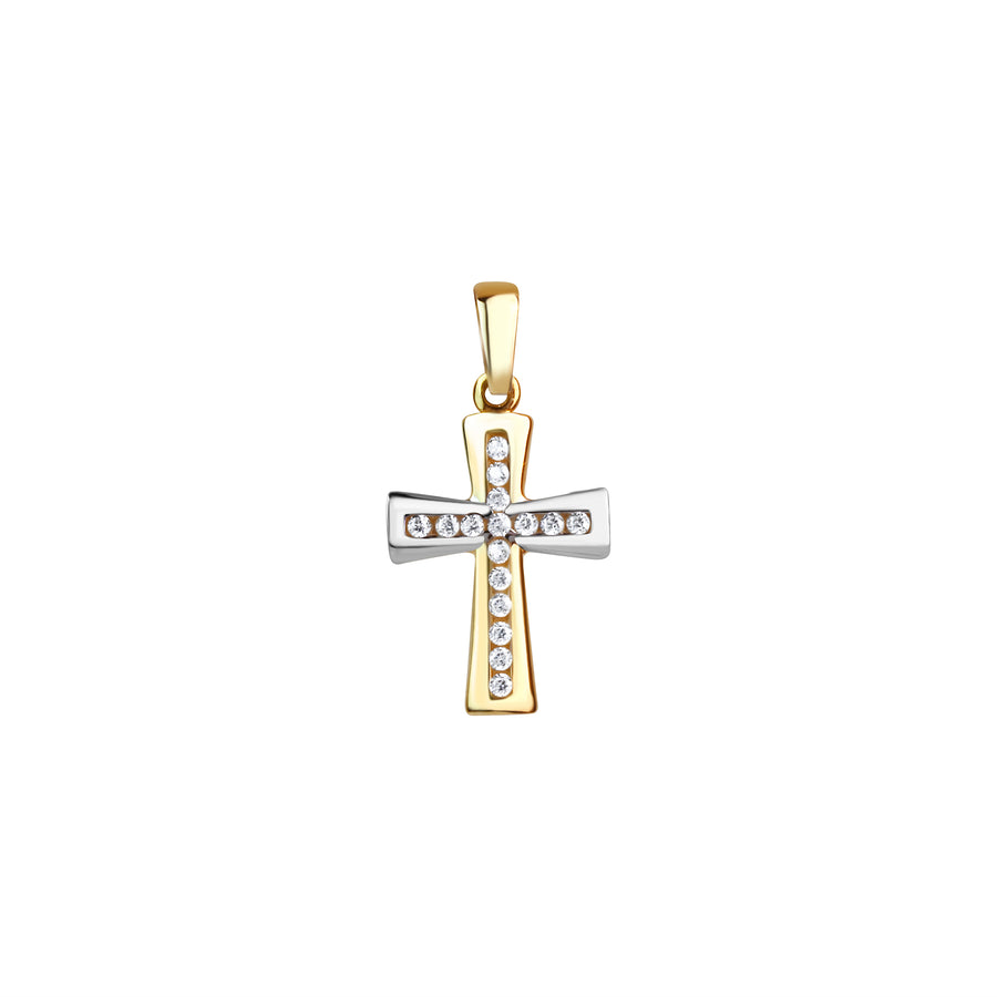 Anhänger 375/- Gelbgold bicolor Kreuz Zirkonia