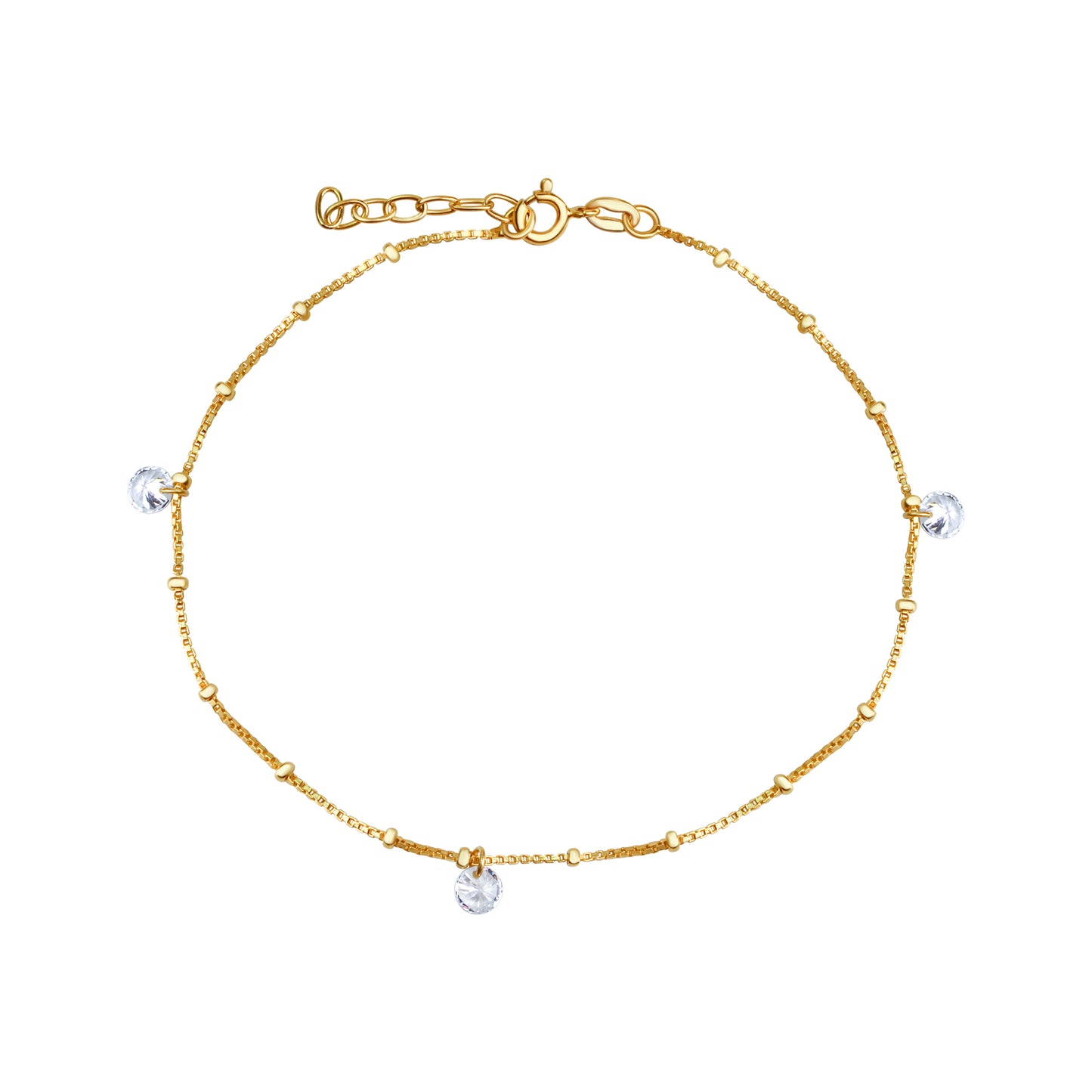 Fusskette 925/- Sterling Silber vergoldet Zirkonia