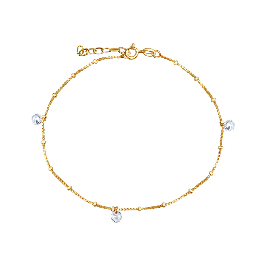 Fusskette 925/- Sterling Silber vergoldet Zirkonia