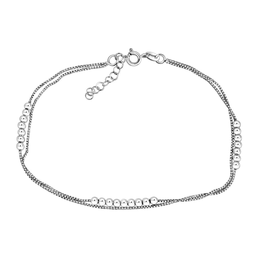 Fusskette 925/- Sterling Silber rhodiniert 2.rhg.