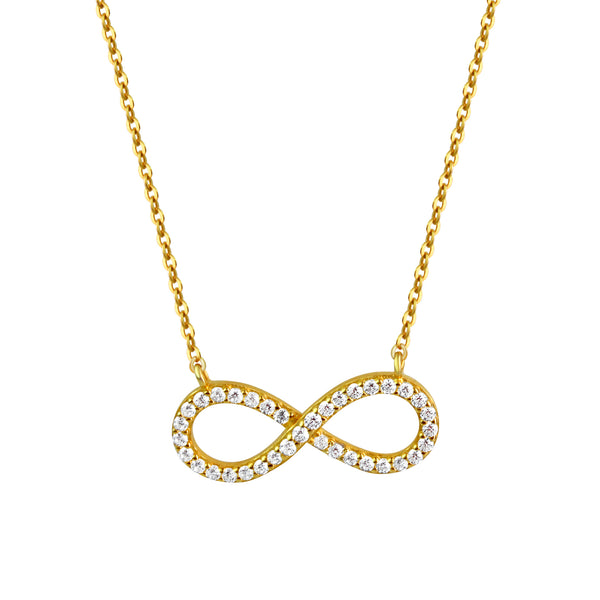 Anhänger mit Kette 925/- Sterling Silber vergoldet Infinity Zirkonia