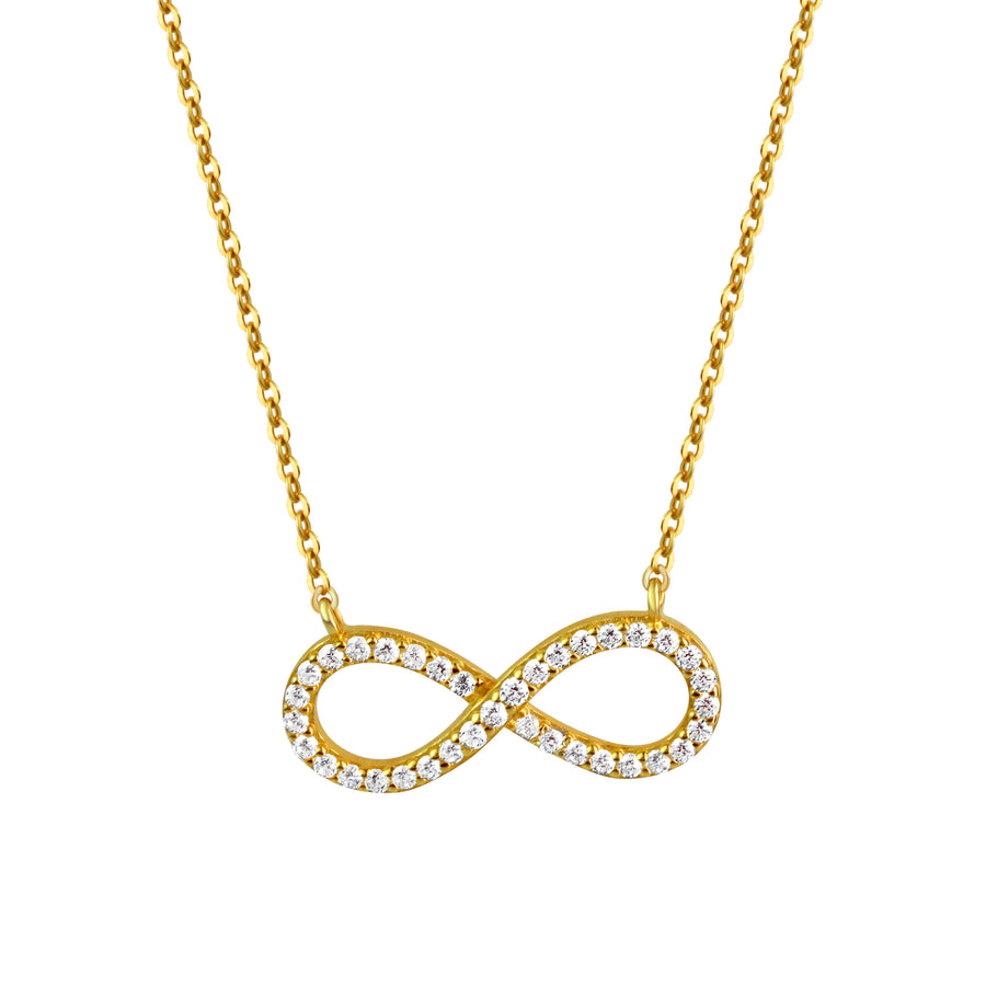 Anhänger mit Kette 925/- Sterling Silber vergoldet Infinity Zirkonia