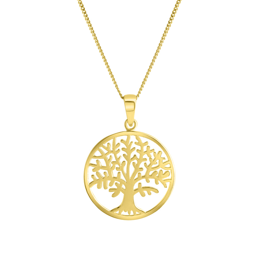 Anhänger mit Kette 925/- Sterling Silber vergoldet Lebensbaum