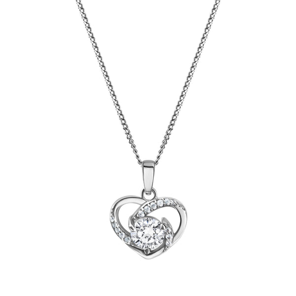 Anhänger mit Kette 925/- Sterling Silber rhodiniert Herz Zirkonia