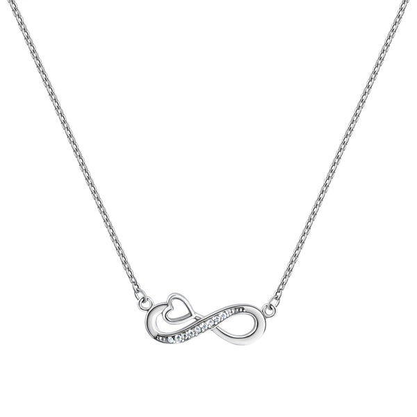 Anhänger mit Kette 925/- Sterling Silber rhodiniert Infinity Zirkonia