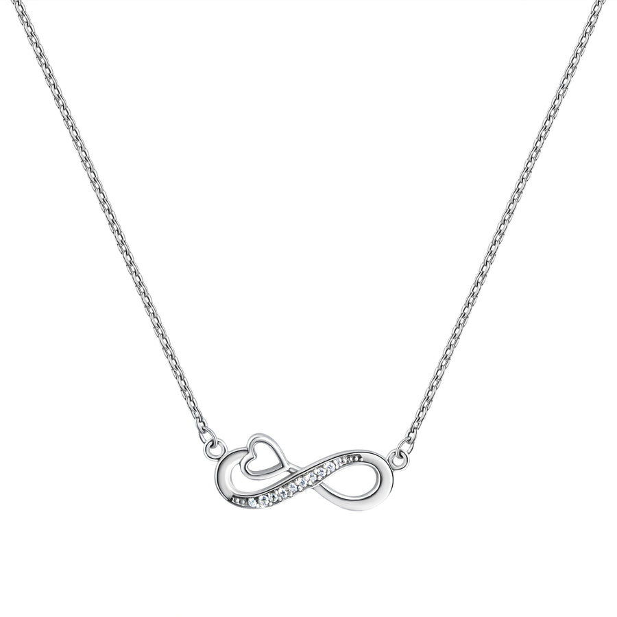 Anhänger mit Kette 925/- Sterling Silber rhodiniert Infinity Zirkonia