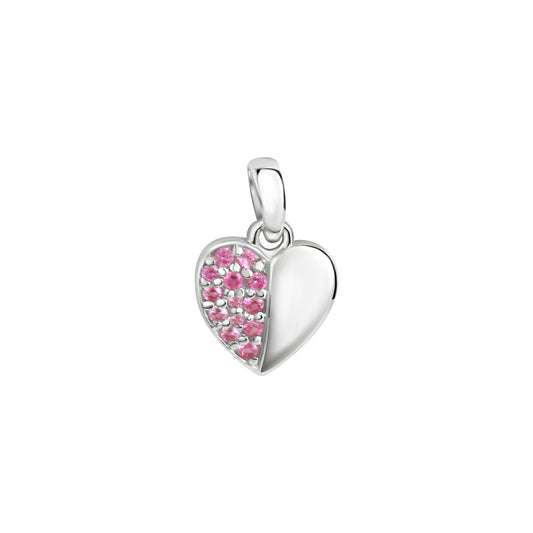 Anhänger 925/- Sterling Silber rhodiniert Herz pink Zirkonia