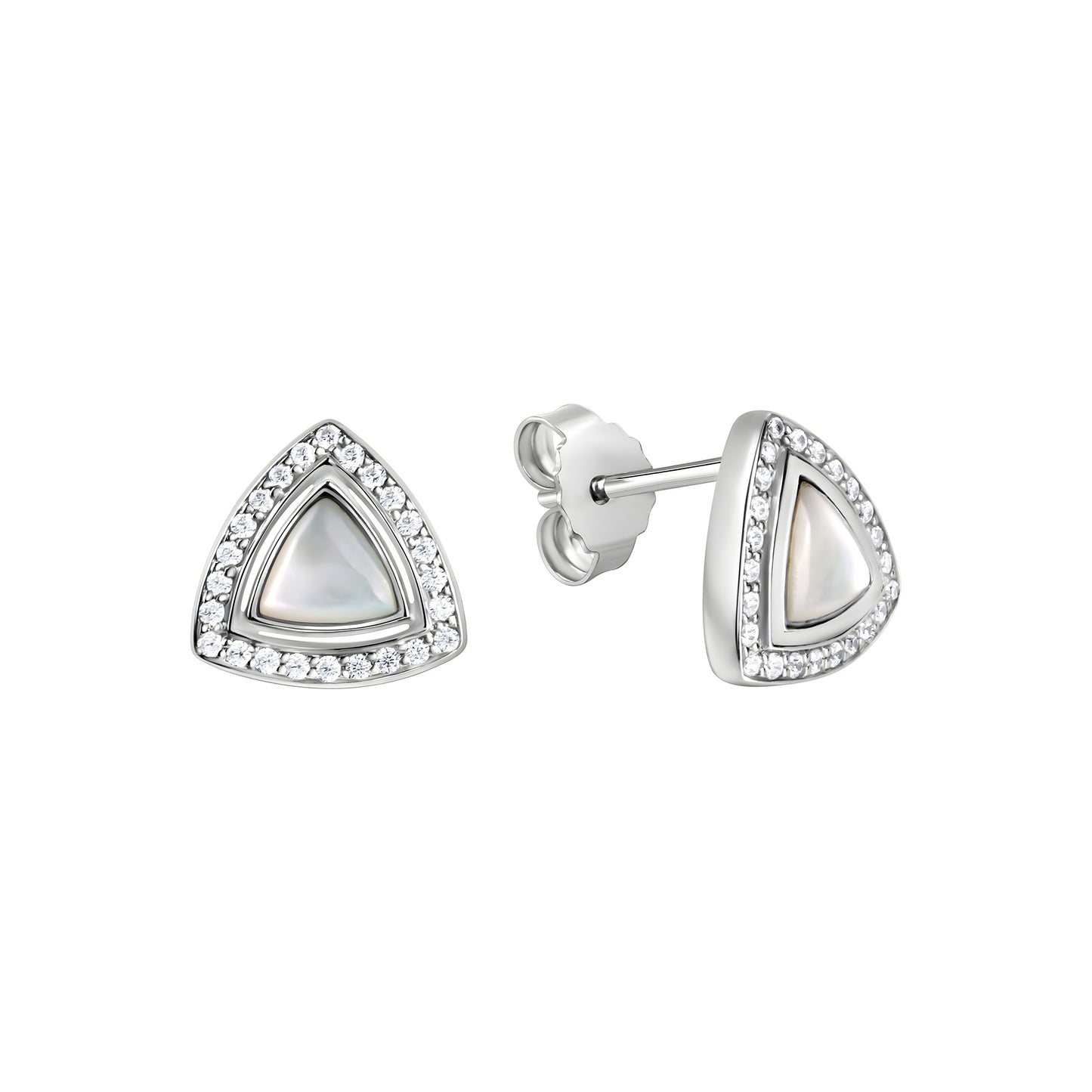 Ohrstecker 925/- Sterling Silber rhodiniert Perlmutt und Zirkonia