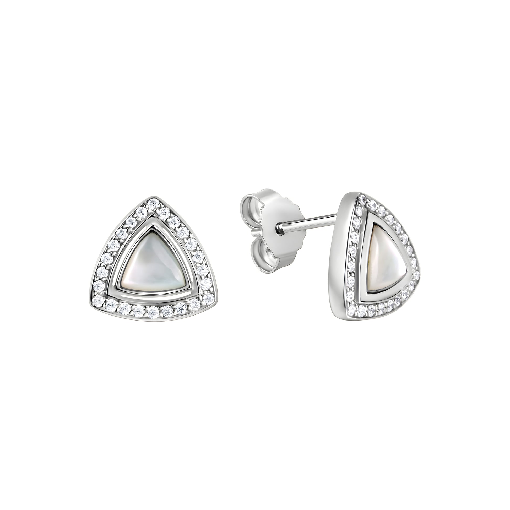 Ohrstecker 925/- Sterling Silber rhodiniert Perlmutt und Zirkonia