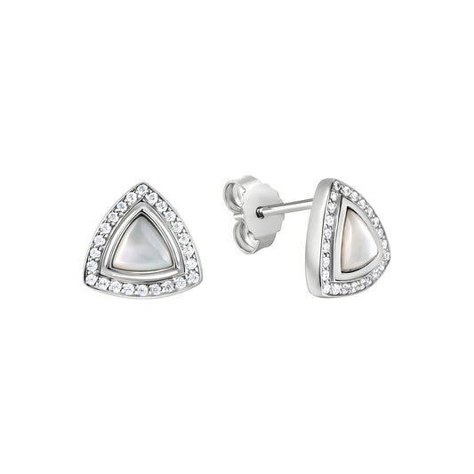 Ohrstecker 925/- Sterling Silber rhodiniert Perlmutt und Zirkonia