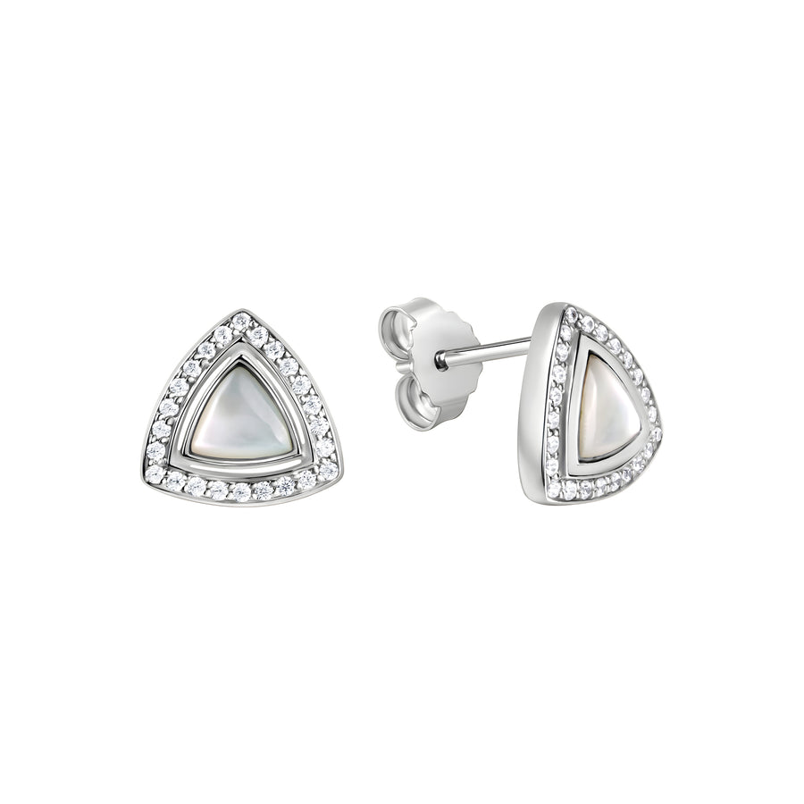 Ohrstecker 925/- Sterling Silber rhodiniert Perlmutt und Zirkonia