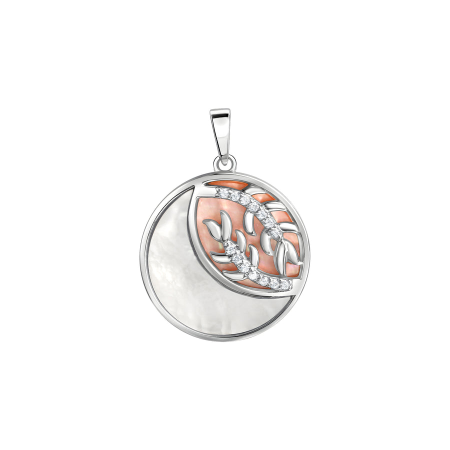 Anhänger 925/- Sterling Silber rhodiniert Perlmutt und Zirkonia