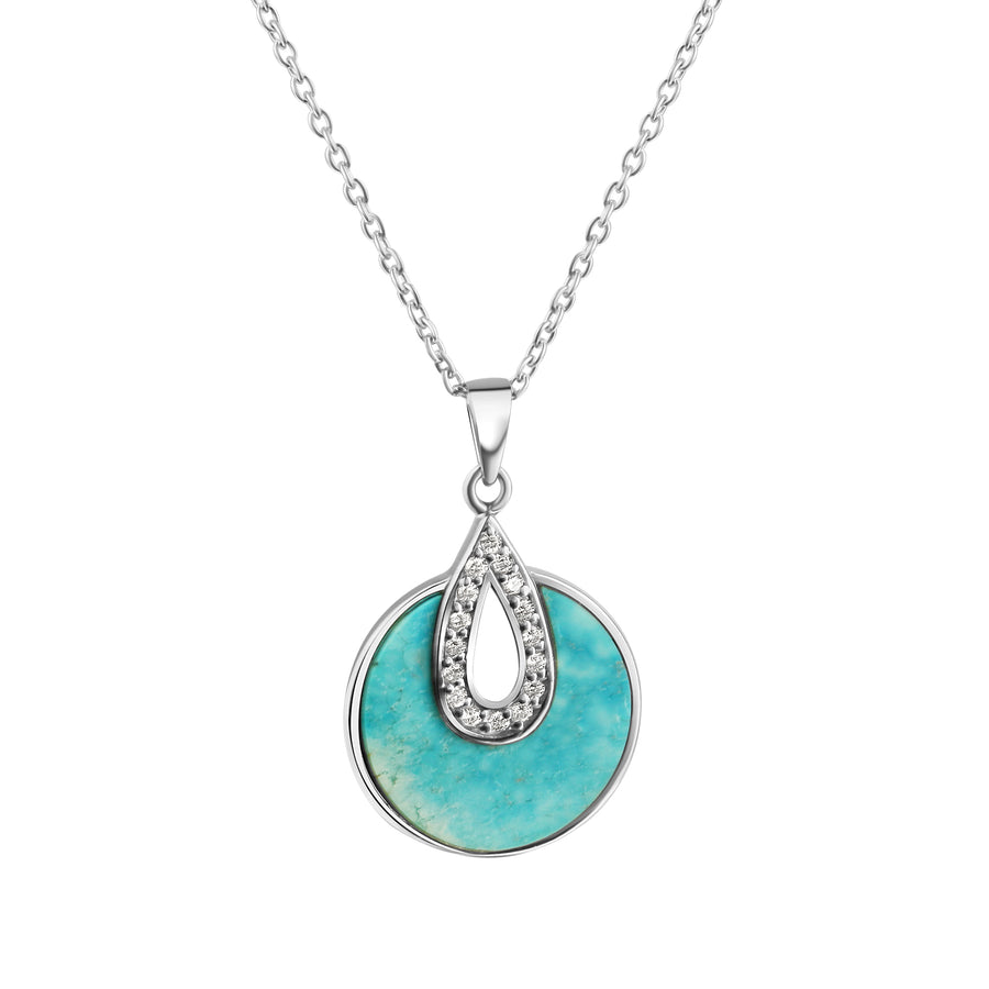 Anhänger mit Kette 925/- Sterling Silber rhodiniert Türkis/Zirkonia
