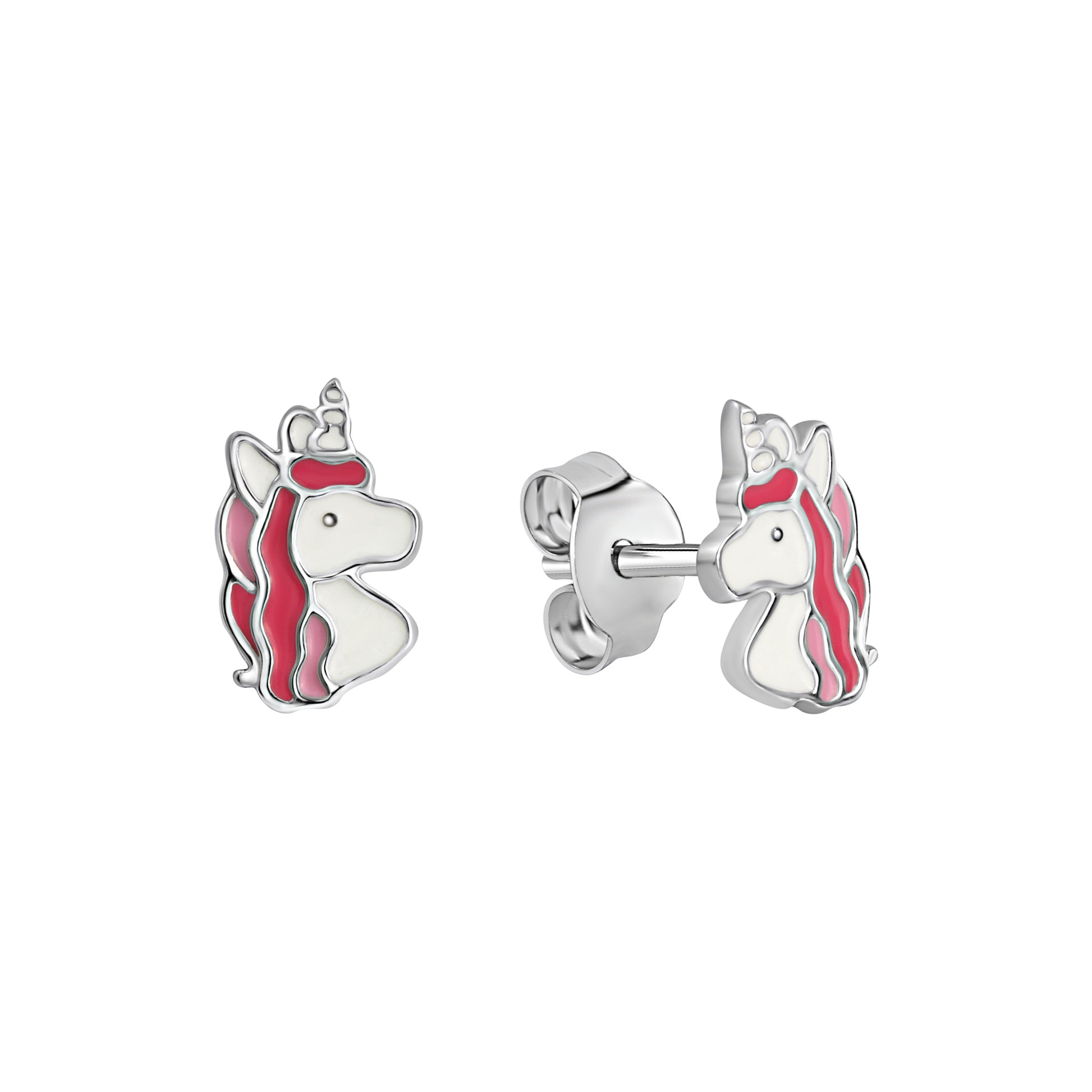 Ohrstecker 925- Sterling Silber rhodiniert Einhorn Lack