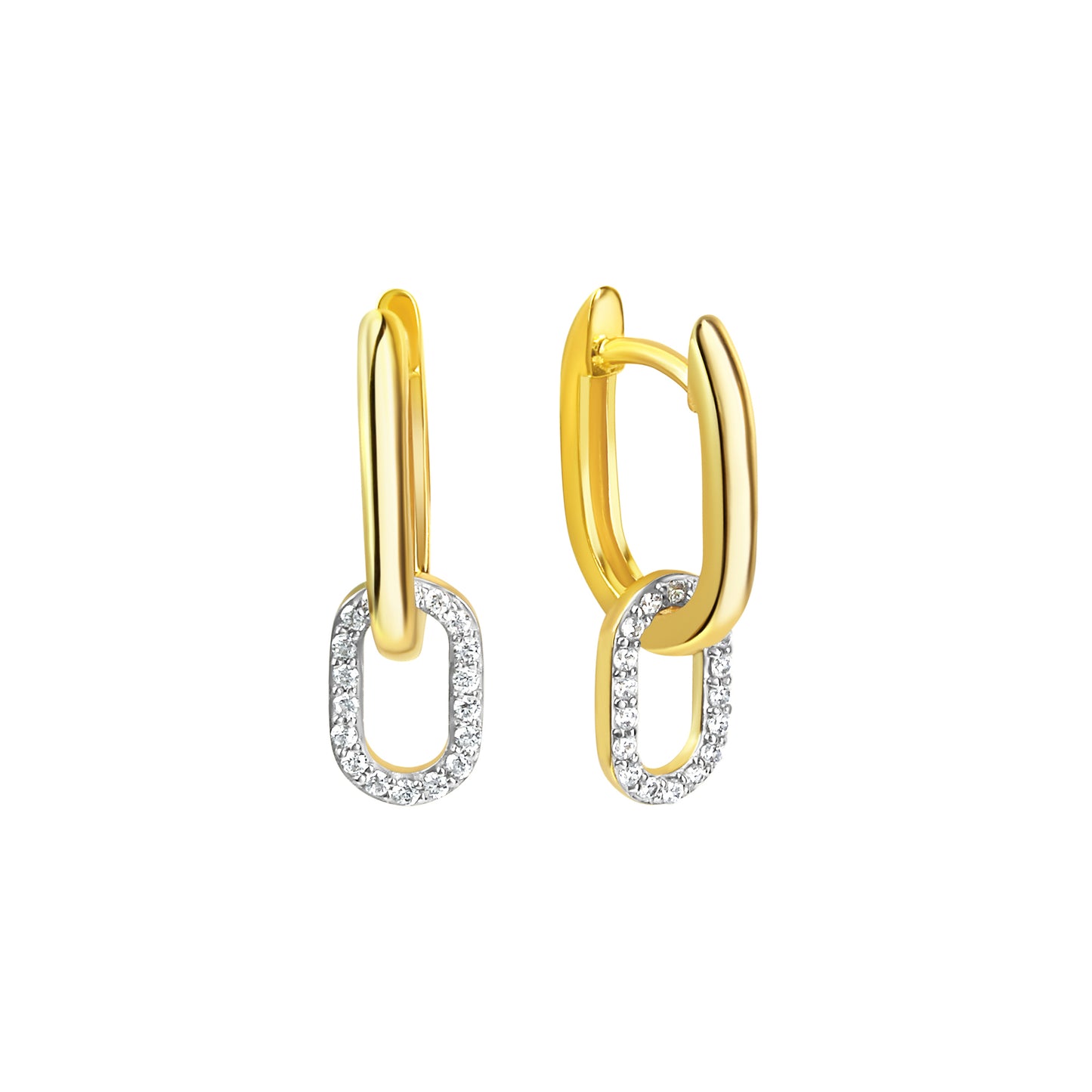 Creolen 925/- Sterling Silber bicolor Zirkonia
