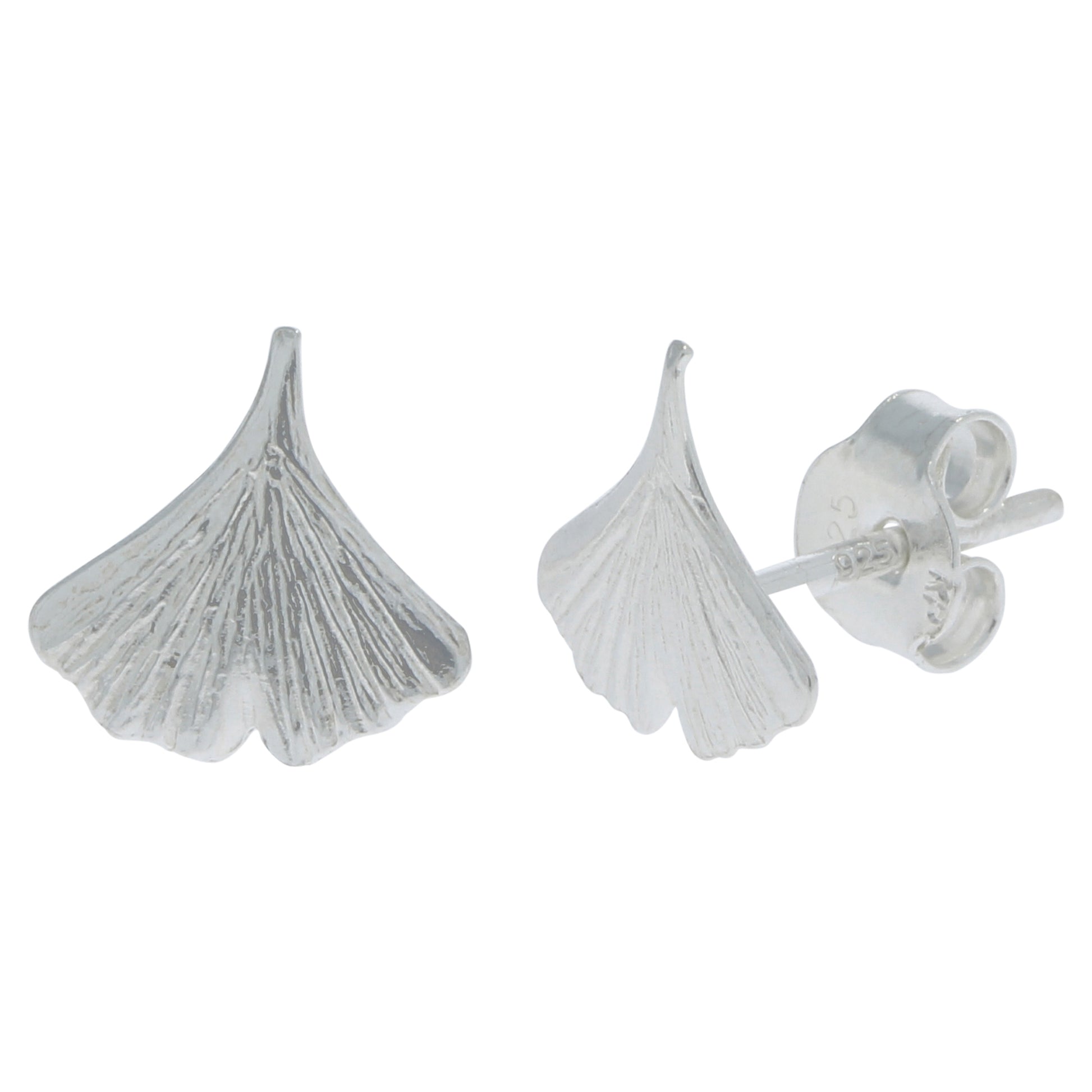 Ohrstecker 925/- Sterling Silber rhodiniert Gingko