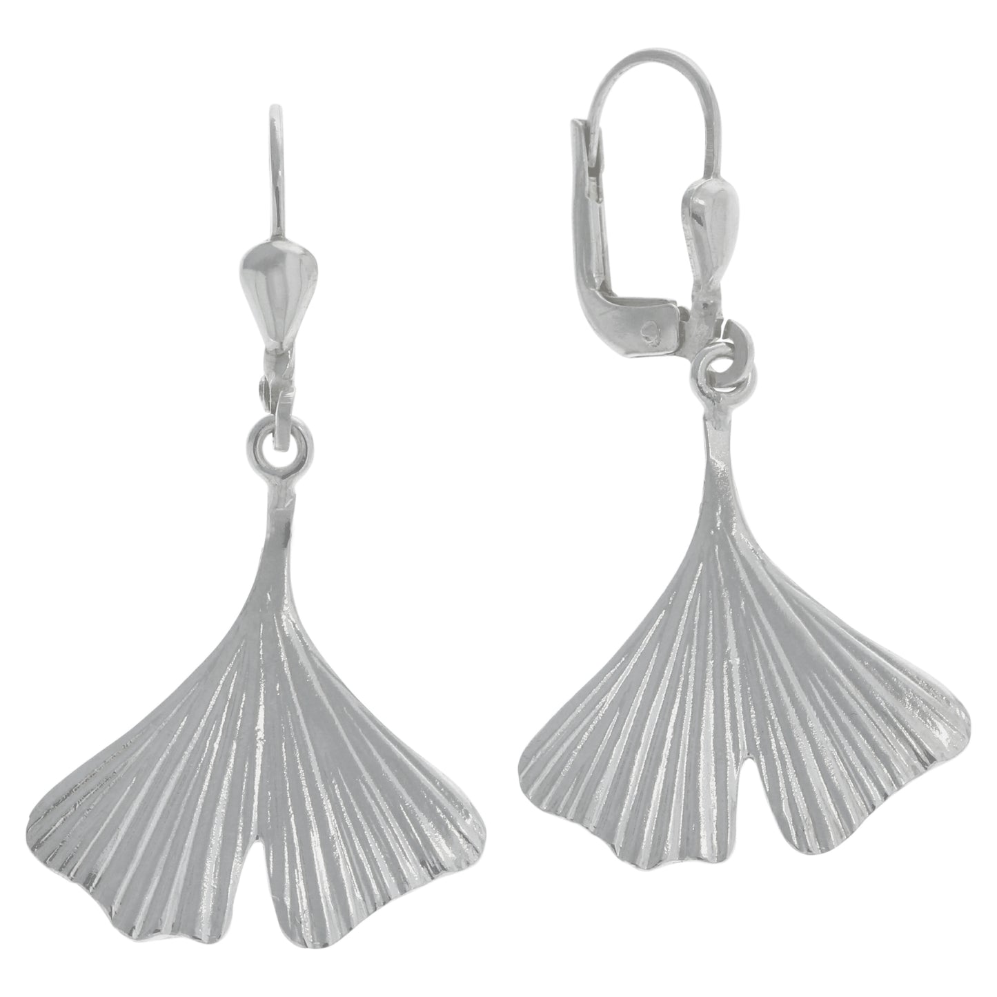 Ohrhänger 925/- Sterling Silber rhodiniert Gingko