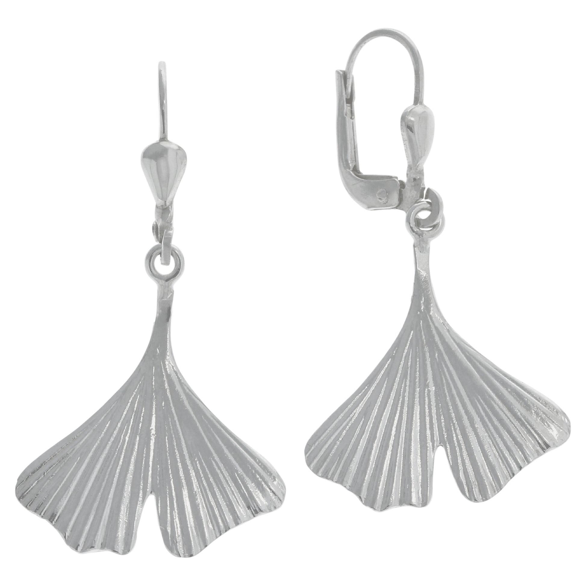 Ohrhänger 925/- Sterling Silber rhodiniert Gingko